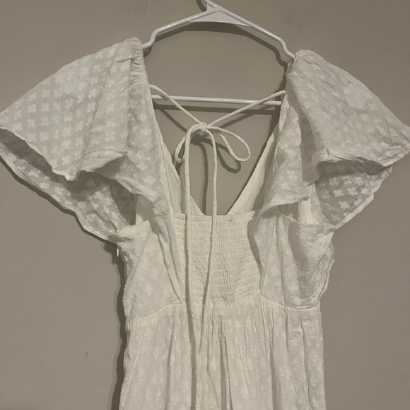Madewell Tie-Back Flutter-Sleeve Tiered Midi Dress in White Size 00 - Picture 12 of 16